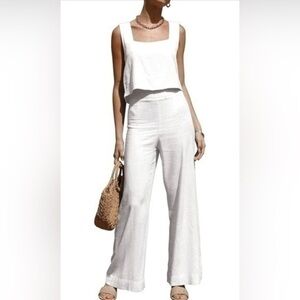 NWT ROYLAMP 2 Piece Outfits Sleeveless Square Neck Tops Wide Leg Pants / Pockets
